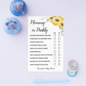 Zonnebloemen Mam of pap zei Baby shower Game-kaart Flyer (Enkel)