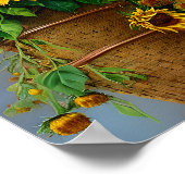 Zonnebloemen mand en bijen poster (Hoek)