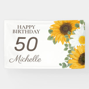 Zonnebloemen Margrieten Gelukkige 50e Verjaardag E Spandoek