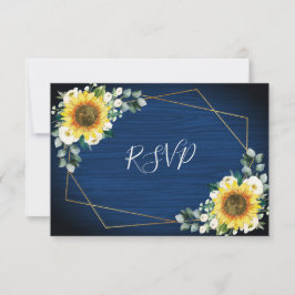 Zonnebloemen Marine Blauw Bloemen Geometrische Bru RSVP Kaartje