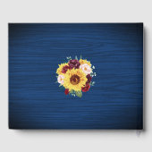 Zonnebloemen Marine Blauw Mason Jar Lights Bruilof Gastenboek (Achterkant)