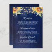 Zonnebloemen Marine rustieke bruiloft Details Info Informatiekaartje (Voorkant / Achterkant)