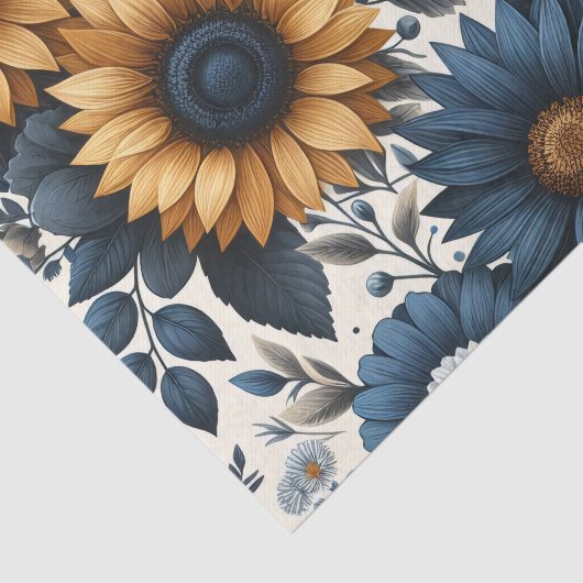  Zonnebloemen Marineblauw Daisies Decoupage Tissuepapier (Detail)