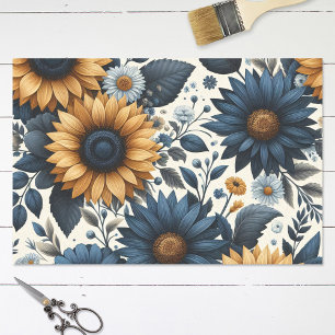  Zonnebloemen Marineblauw Daisies Decoupage Tissuepapier