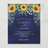 Zonnebloemen marineblauw eucalyptus budget bruilof (Voorkant)