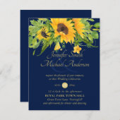 Zonnebloemen Marineblauw Landelijk Bloem Bruilofts (Voorkant / Achterkant)