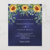 Zonnebloemen marineblauwe eucalyptus uitnodiging (Voorkant)