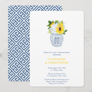 Zonnebloemen marinenblauw en gele repetitie kaart