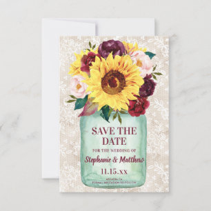 Zonnebloemen Mason Jar Bloemen Bruiloft Save The Date