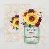 Zonnebloemen Mason Jar Bloemen Bruiloft Save The Date (Voorkant / Achterkant)