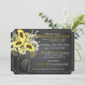 Zonnebloemen Mason Jar Chalkboard Vrijgezellenfees Kaart (Staand voorkant)