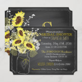 Zonnebloemen Mason Jar Chalkboard Vrijgezellenfees Kaart (Voorkant / Achterkant)