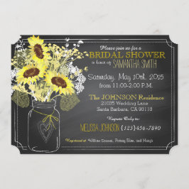 Zonnebloemen Mason Jar Chalkboard Vrijgezellenfees Kaart