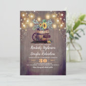 Zonnebloemen Mason Jar Lights Herfst Bruiloft Kaart (Staand voorkant)