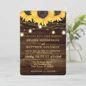 Zonnebloemen Mason Jar Lights Weddenschap Kaart (Staand voorkant)