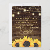 Zonnebloemen Mason Jar Lights Weddenschap Kaart (Voorkant)