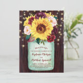 Zonnebloemen Mason Jar String Lights Bloemenbruilo Kaart (Staand voorkant)