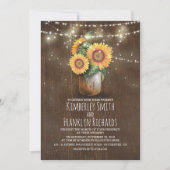 Zonnebloemen Mason Jar String Lights Herfst Bruilo Kaart (Voorkant)