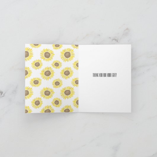 Zonnebloemen Mason Jar Waterverf Dank u Bedankkaart (Binnen)