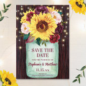 Zonnebloemen Mason Jar Wood Lights Weddenschap Save The Date