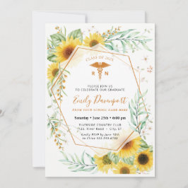 Zonnebloemen Medische Logo Invitation Greenery Kaart