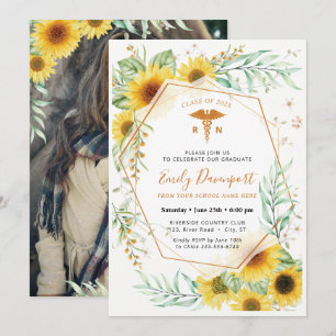 Zonnebloemen Medische Logo Invitation Greenery Kaart