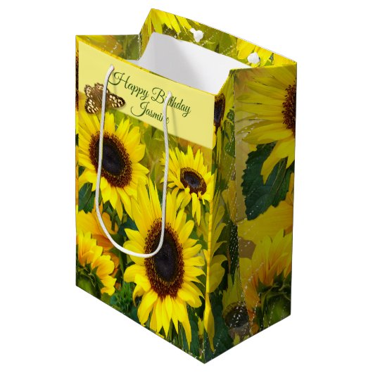 Zonnebloemen  medium cadeauzakje (Voorkant Gekanteld)