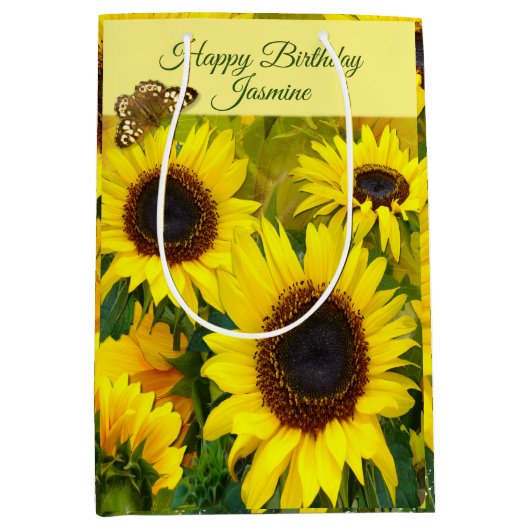 Zonnebloemen  medium cadeauzakje (Voorkant)