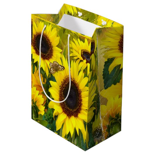 Zonnebloemen  medium cadeauzakje (Achterkant Gekanteld)