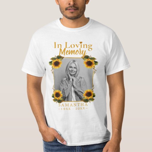 Zonnebloemen Memorial Foto verlies moeder T-Shirt (Voorkant)