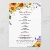 Zonnebloemen Memorial Funeral Order of Service Programmakaart (Achterkant)