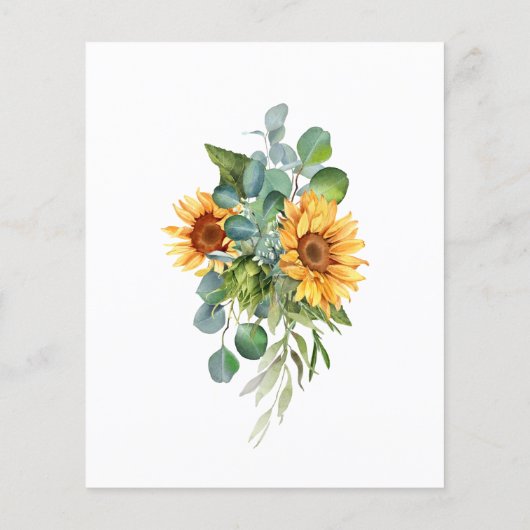 Zonnebloemen, menu van de groene balk eucalyptus (Achterkant)