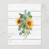 Zonnebloemen, menu van de groene houtstaaf eucalyp (Achterkant)