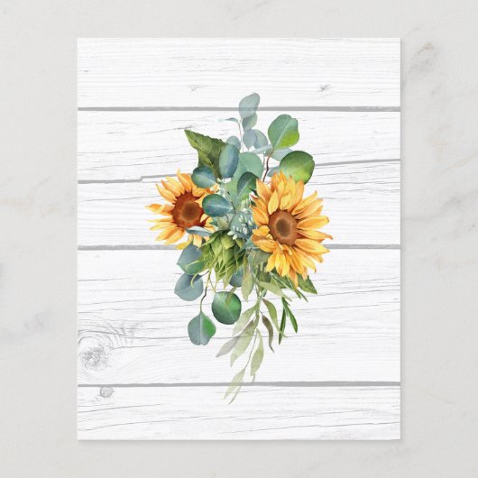 Zonnebloemen, menu van de groene houtstaaf eucalyp (Achterkant)