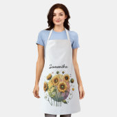 Zonnebloemen met aanpasbare naam schort (Gedragen)