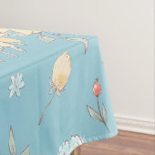 Zonnebloemen met blauwe achtergrond tafelkleed (Voorbeeld)