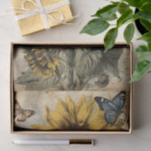  zonnebloemen met blauwe en bruine vlinders tissuepapier (Geschenk)