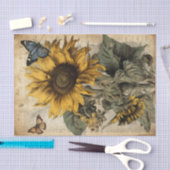  zonnebloemen met blauwe en bruine vlinders tissuepapier (Craft)