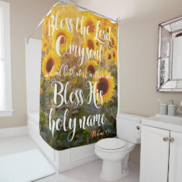 Zonnebloemen met Bless the Lord Bible Verse Douchegordijn