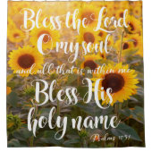 Zonnebloemen met Bless the Lord Bible Verse Douchegordijn (Voorkant)