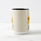 Zonnebloemen met Cosy Vibes Quote Tweekleurige Koffiemok (Center)