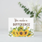 Zonnebloemen met de quote Jouw Actie Telt Briefkaart (Staand voorkant)