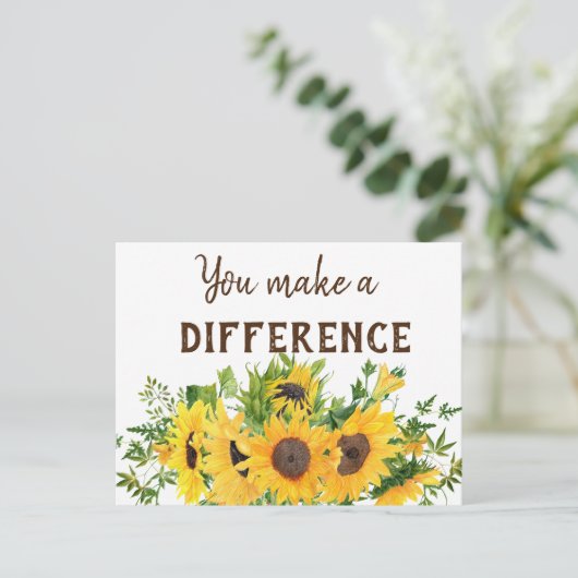 Zonnebloemen met de quote Jouw Actie Telt Briefkaart (Staand voorkant)