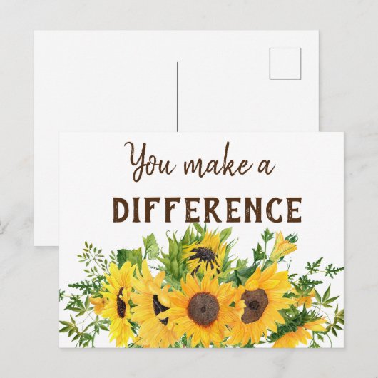 Zonnebloemen met de quote Jouw Actie Telt Briefkaart (Voorkant / Achterkant)