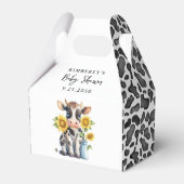Zonnebloemen met een gelijkmatige Koe Baby shower  Bedankdoosjes (Voorkant Zijde)