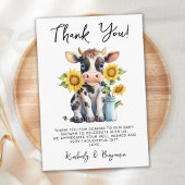 Zonnebloemen met een gelijkmatige Koe Baby shower  Bedankkaart