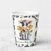 Zonnebloemen met een gelijkmatige Koe Baby shower  Papieren Bekers (Achterkant)