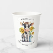 Zonnebloemen met een gelijkmatige Koe Baby shower  Papieren Bekers (Achterkant)