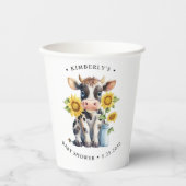 Zonnebloemen met een gelijkmatige Koe Baby shower  Papieren Bekers (Voorkant)