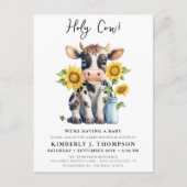 Zonnebloemen met een gelijkmatige Koe Baby shower  Uitnodiging Briefkaart (Voorkant)